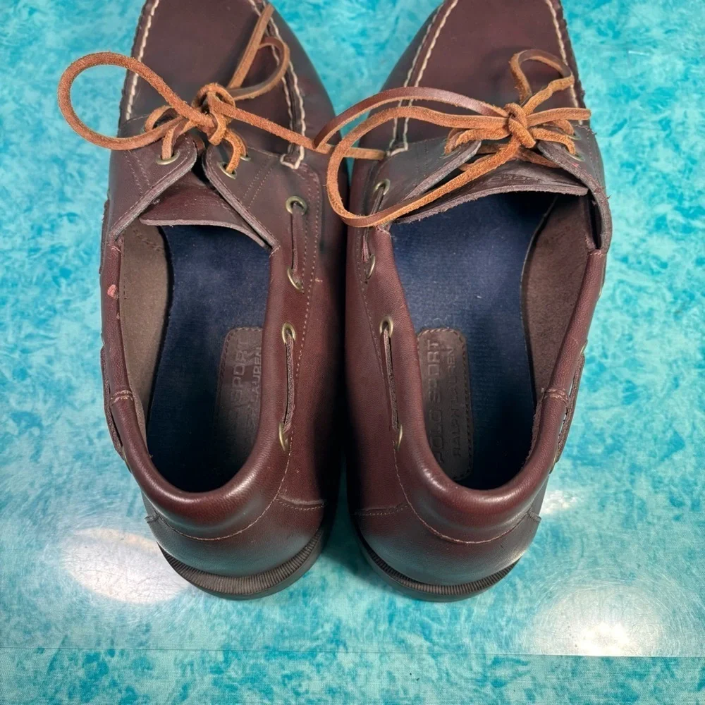 Polo Sport Ralph Lauren Men’s Brown Low Top Casual Leather Boat Shoes Size 11